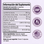 Información del suplemento de Velara, certificación GMP y probado por laboratorio independiente
