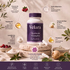 Ingredientes de Velara: L. crispatus, lactoferrina, arándano, ácido hialurónico y raíz de maca